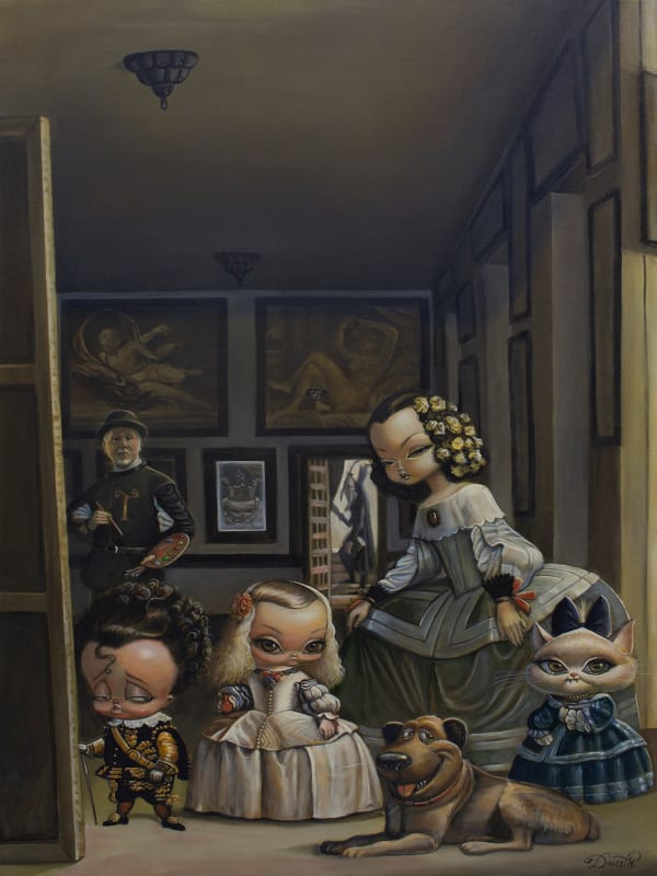 Pop surreal acrylic painting by Bob Doucette inspired by Diego Valazquez's "Las Meninas".