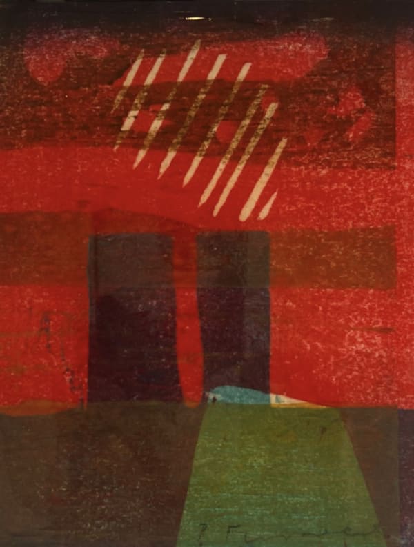 Shaft of Light, 2022 Mokuhanga on panel with resin coating 15 x 12cm Paul Furneaux
