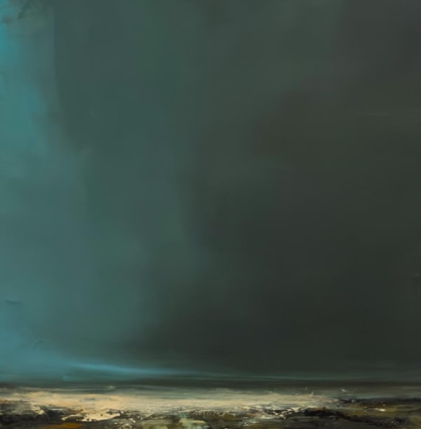 And the Mist Meets the Rain Oil on Board 40x40cm Laura Finlayson