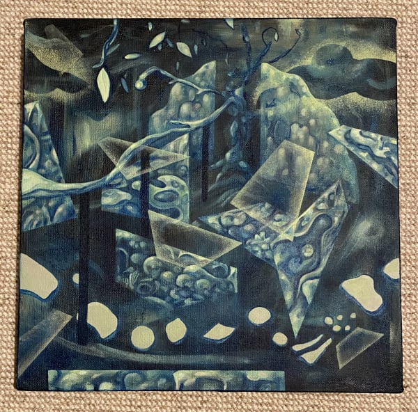 Platformer Oil on canvas 31 x 31 cm Emma Hall