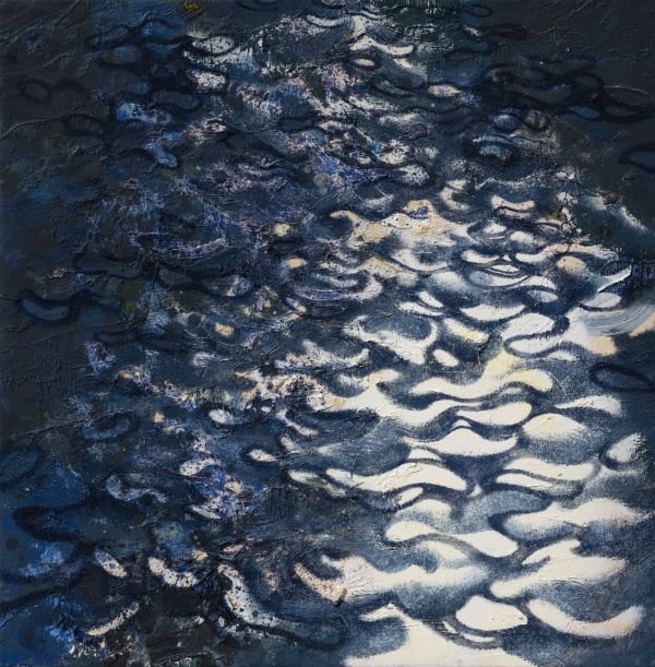 Resolve mixed media on vintage bus-blind 35.5x35cm David Cass