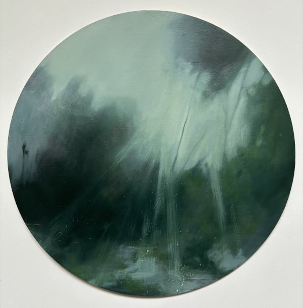 Veiled Sunbeams Oil on Board 10in Diameter Millie Farmer