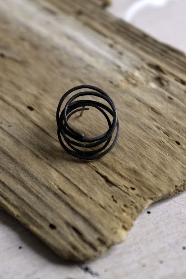 Double circle scribble oxidised silver 18mm wide x24mm high Stuart Cairns