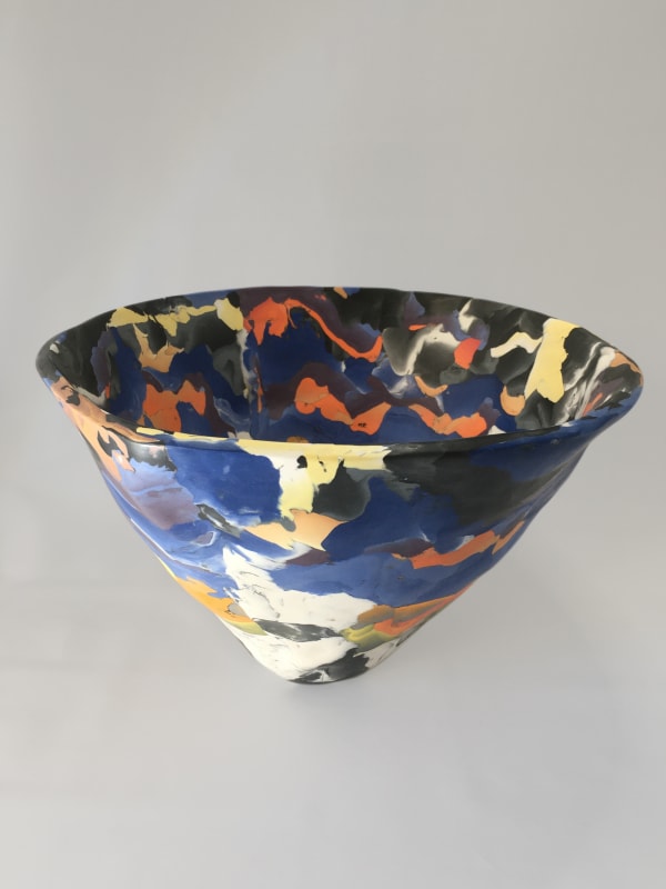 Dark Sky Porcelain Nerikomi bowl Coloured porcelain 28cms w x 18 cms Judy McKenzie