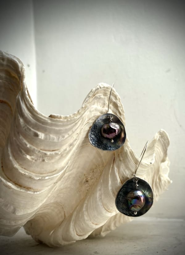 Anne Emerson, Large Shell and Pearl Earrings