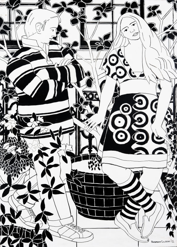 Mark and Gina II, 2012 Indian Ink on Board 122x86cm Norman Gilbert