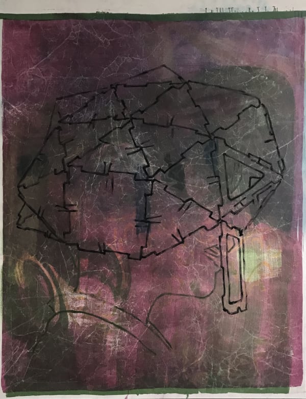 Polyprop Acrylic and military cam cream on canvas 220 x 175cm Delia Baillie