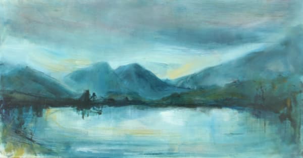 Memories in Blue Oil on board 32 x 60 cm Astrid Leeson