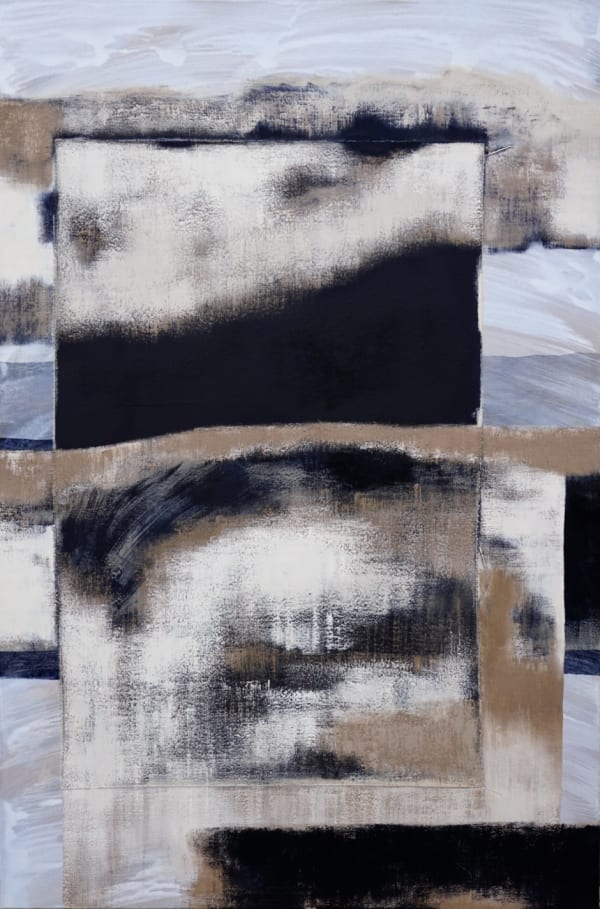 Under the Blue Acrylic, calico and oil on stretched canvas 100 x 150 x 3cm Hannah Benassi