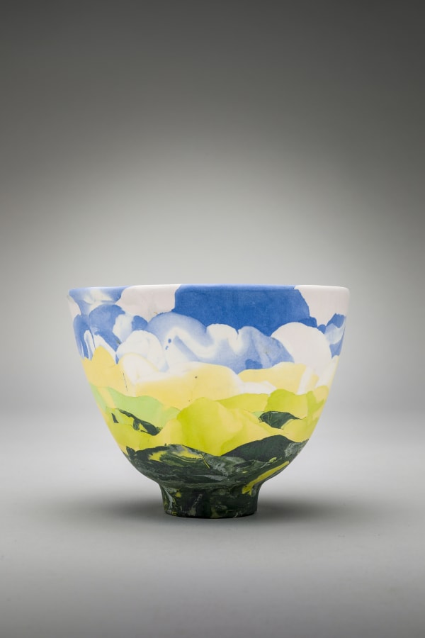 Country Walk Coloured porcelain and silver Kintsugi 8cms x 11.5cms Judy McKenzie