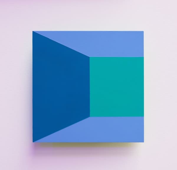 Luftwerk Open Frame 1, Perspective No. 2, 2025 Aluminum, acrylic and fluorescent paint 12 x 12 inches