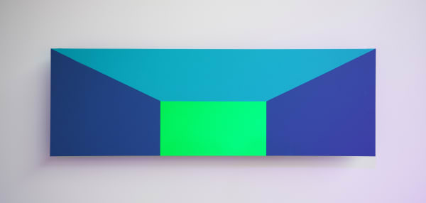 Luftwerk Open Frame 3, Perspective No. 1, 2025 Aluminum, acrylic and fluorescent paint 12 x 36 inches