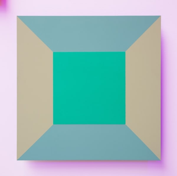 Luftwerk Open Frame 4, Perspective No. 7, 2025 Aluminum, acrylic and fluorescent paint 24 x 24 inches