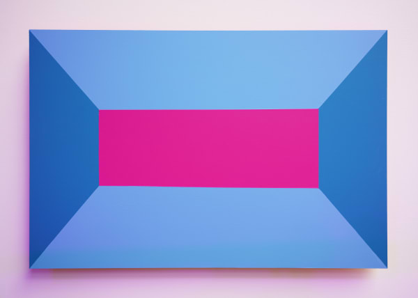 Luftwerk Open Frame 6, Perspective No. 2, 2025 Aluminum, acrylic and fluorescent paint 24 x 36 inches