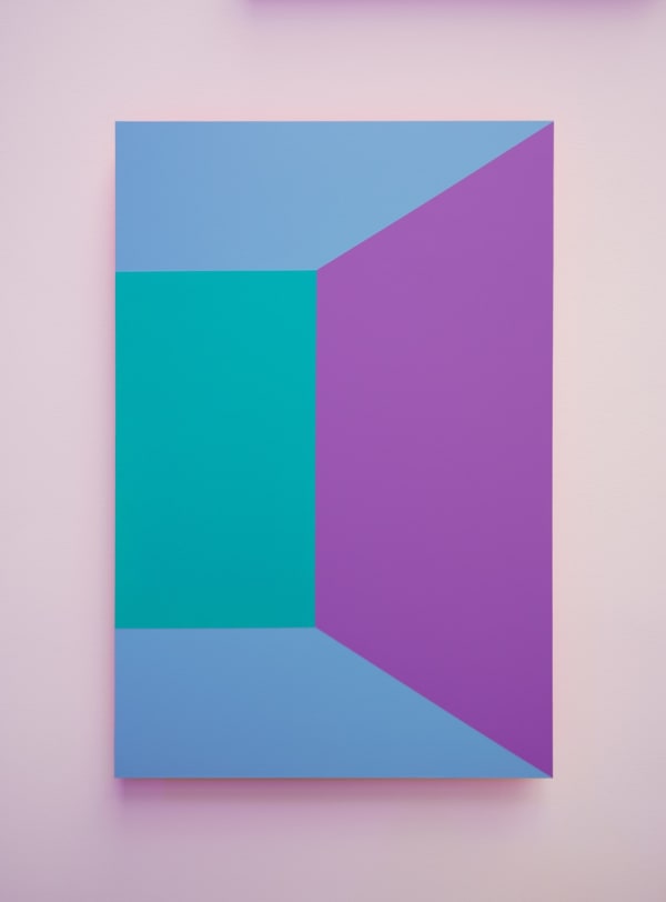 Luftwerk Open Frame 6, Perspective No. 3, 2025 Aluminum, acrylic and fluorescent paint 36 x 24 inches