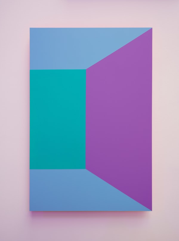 Luftwerk Open Frame 6, Perspective No. 3, 2025 Aluminum, acrylic and fluorescent paint 36 x 24 inches