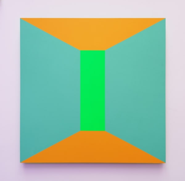 Luftwerk Open Frame 9, Perspective No. 1, 2025 Aluminum, acrylic and fluorescent paint 36 x 36 inches