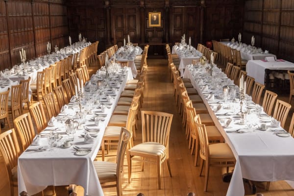 The dining hall all dressed for dinner
