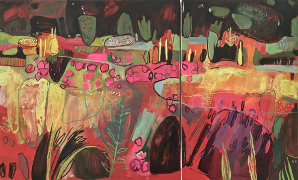Asymmetric Diptych Hot Colours in the Merton Borders