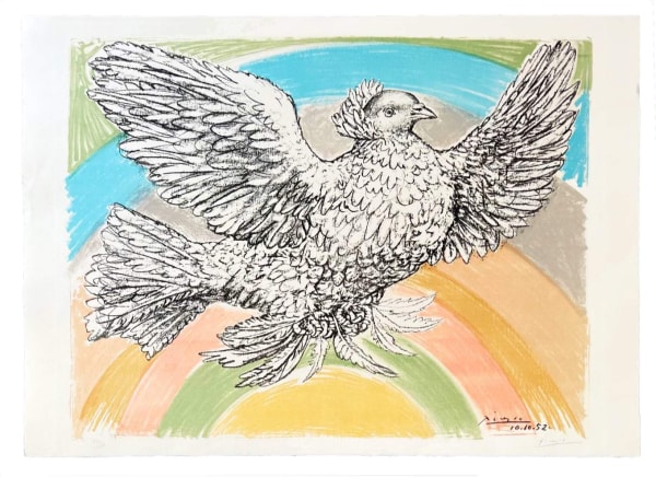 picasso image of Flying Dove with a rainbow