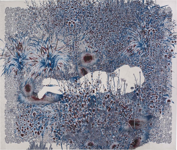 Andy Millner Floating World (Respite), 2023 Pigment ink drawing on mulberry paper 68 x 81 in