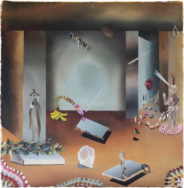 Rebecca Sharp How To Safely Explode, 2023 Oil on canvas 10 x 10 in 25.4 x 25.4 cm