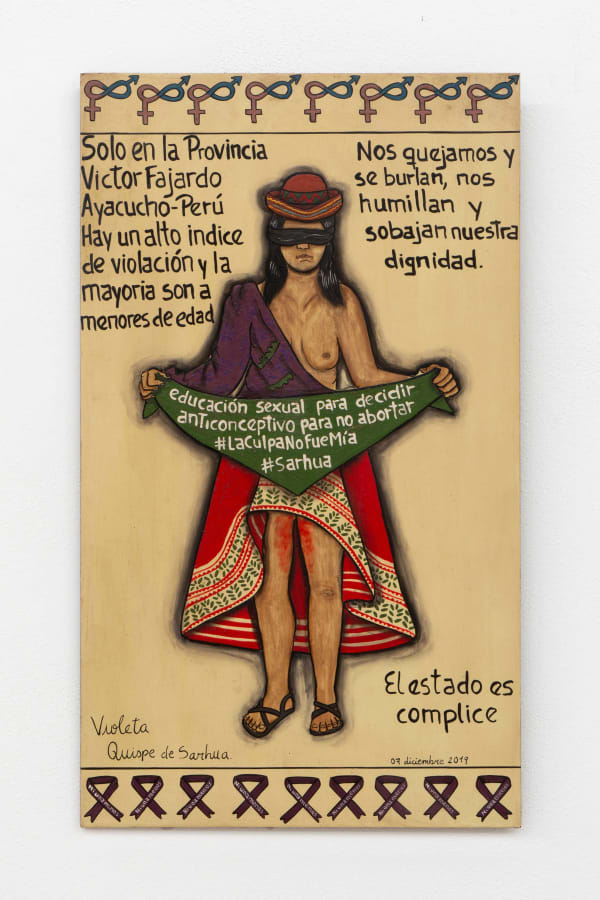 Violeta Quispe Warmi Quejakuy I, 2019 Signed Mixed polychrome with acrylics on MDF 60 x 35