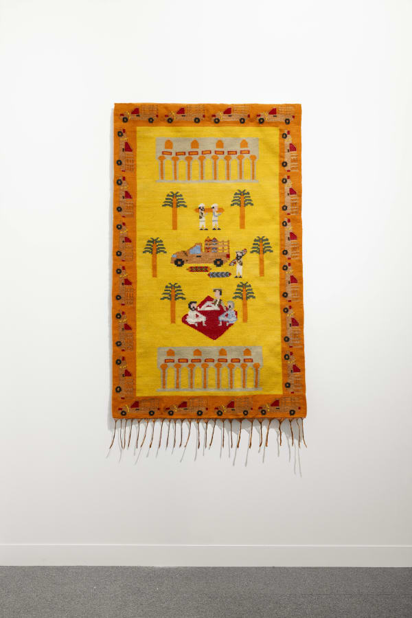 Christopher Joshua Benton The Song of the Souq, 2025 Handmade Kilim with copper 150 x 90 cm | 59.06 x 35.43 in Edition of 3 plus 2 AP