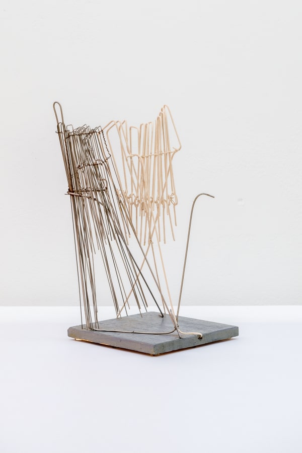 Gego Untitled - Dos Planos, 1965 Signed 'Gego' and dated '1965' at the base Painted and raw copper and stainless steel wire construction on a wooden base 29.5 x 18 x 17 cm
