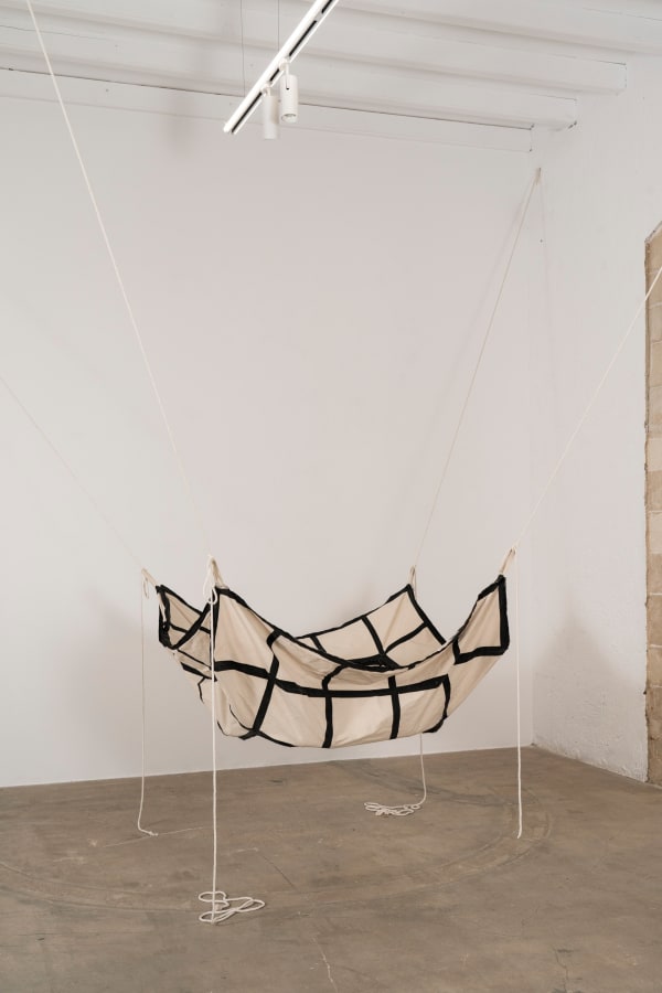 Eugenio Espinoza 12 Cocos, 1971 - 2023 Acrylic on canvas, 12 dried coconuts, rope 150 x 150 cm