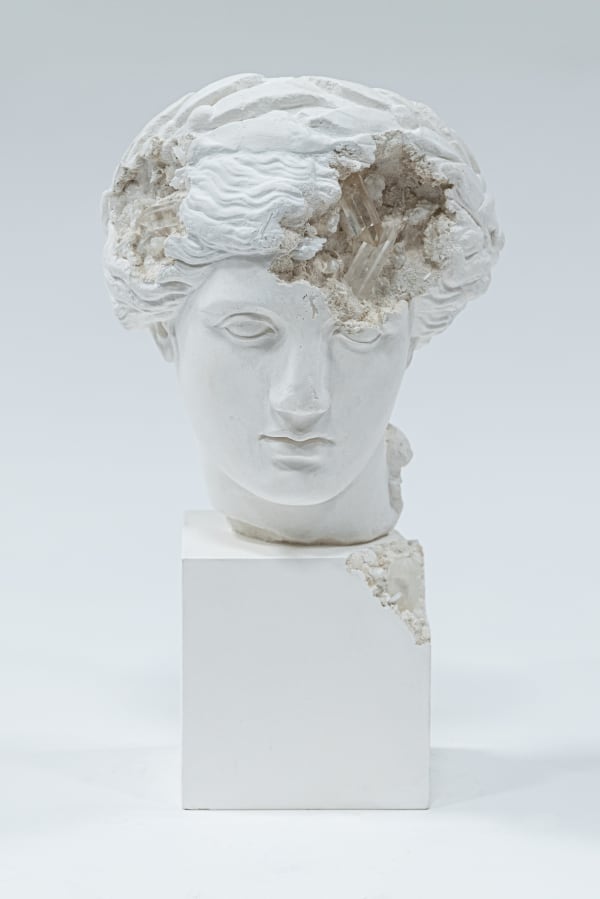 Daniel Arsham Quartz Eroded Bust of Apollo, 2020 Quartz, selenite, hydrostone 43.2 x 24.1 x 26.7 cm