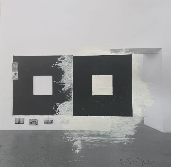 Eugenio Espinoza TEA catalogue pages drawing, 2021 Signed and dated 2021 Acrylic on catalogue pages 24 x 24 cm