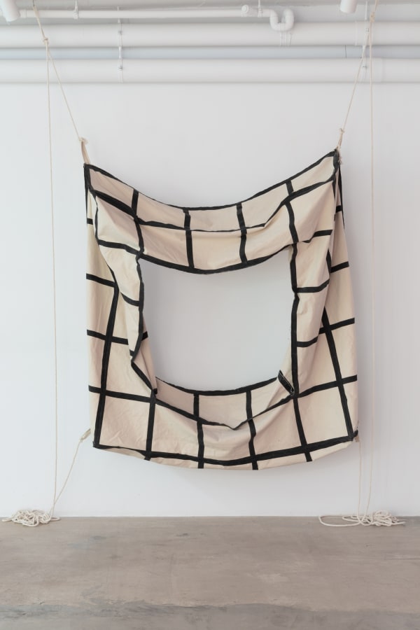 Eugenio Espinoza 15 Cocos, 2024 Acrylic on canvas, dried coconuts, rope 150 x 150 cm