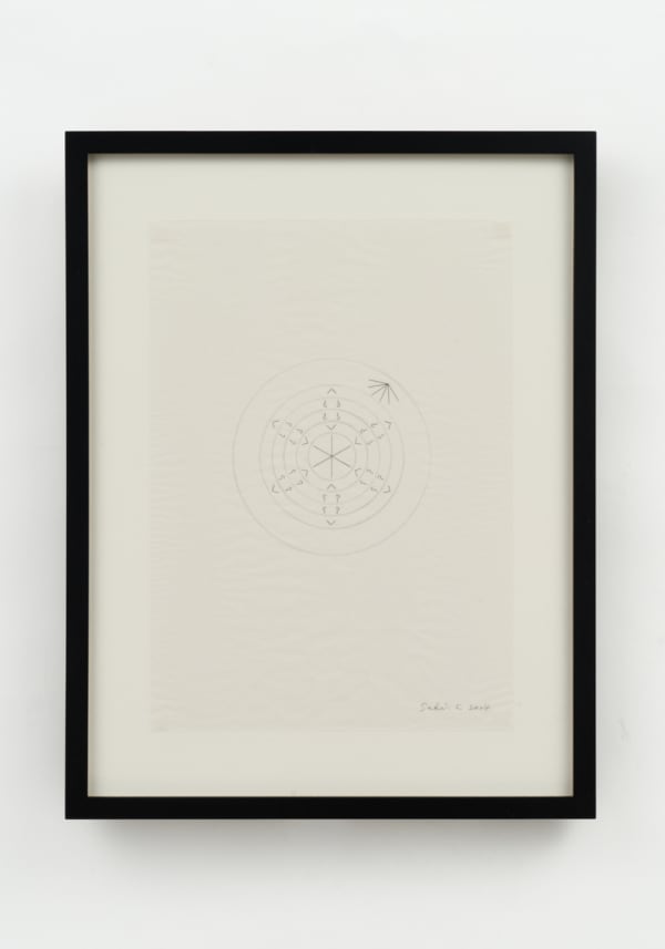 《結晶_ 六角形》結晶構造図/“Crystal_ Hexagon” Structural Diagram of Crystal H29.7 × W21 cm/H11.6 × W8.2 in. 紙に鉛筆/Pencil on paper 2024