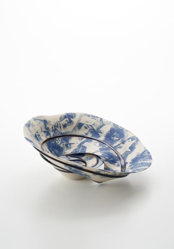 blue on blue 11, 2025 Porcelain, glaze H13.5 × W35 × D33 cm H5.3 × W13.7 × D12.9 in. Yuki Tawada + Fuku Fukumoto