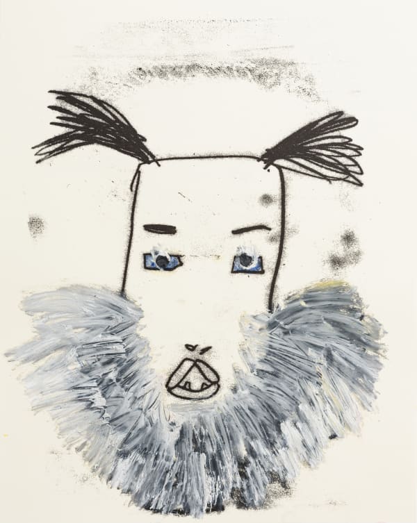 Collar Fur Mask, 2021 紙にインク、オイルバー H30 × W24 cm H16.3 × W13.9 in. シルヴィ・オーヴレ
