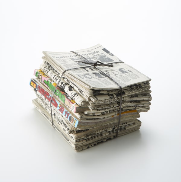 Newspaper P-18A, 2018 Silkscreen and hand-painted on ceramic, and copper H21.5 × W34 × D30 cm H8.4 × W13.3 × D11.8 in. Kimiyo Mishima