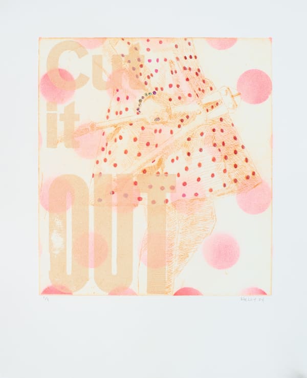 Kelly Reemtsen Bolted 12, 2024 Unique etching, gouache, color pencil, lacquer, glitter 16 x 14 inches