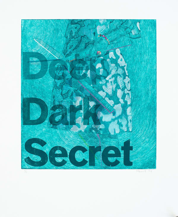 Kelly Reemtsen Shear Bliss 13, 2024 Unique etching, gouache, color pencil, lacquer, glitter 16 x 14 inches