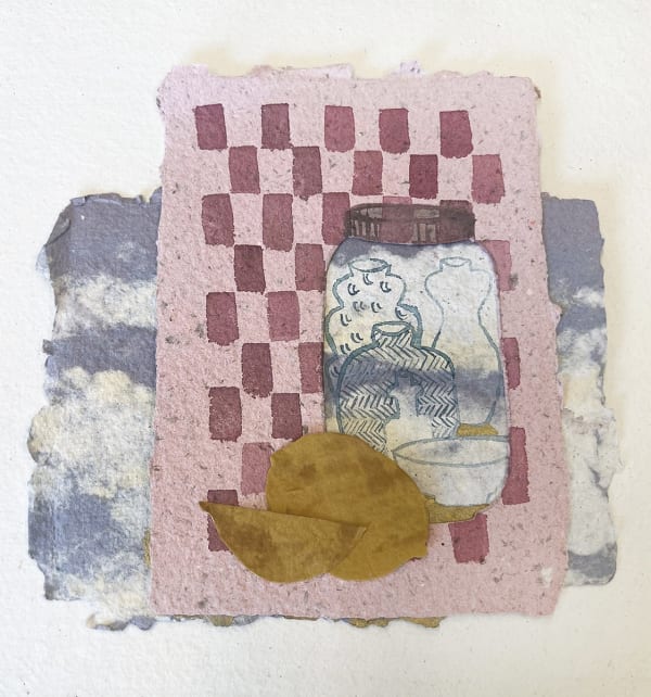 Shea Burke Jar of Possibilities, 2023 Watercolor on handmade paper with dyed silk 7.25 x 7.75 inches