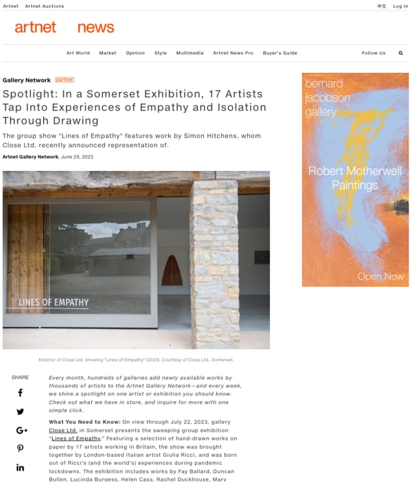Artnet News features 'Lines of Empathy' exhibition