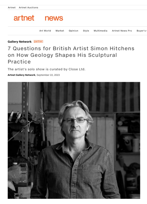 Artnet News features Simon Hitchens and 'Parallels' exhibition