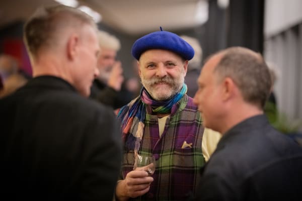 Gavin Turk noticing the camera at Grenville Davey memorial Tate Modern