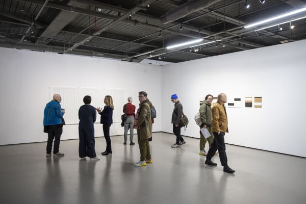 Installation view, Transfer: Korean and British Abstract Painting and the Digital Document (2023) at Korean Cultural Centre UK. Courtesy the...