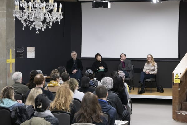 Installation view, Transfer: Korean and British Abstract Painting and the Digital Document (2023) at Korean Cultural Centre UK. Courtesy the...