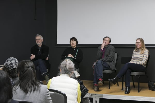 Installation view, Transfer: Korean and British Abstract Painting and the Digital Document (2023) at Korean Cultural Centre UK. Courtesy the...