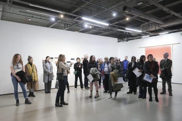 Installation view, Transfer: Korean and British Abstract Painting and the Digital Document (2023) at Korean Cultural Centre UK. Courtesy the...