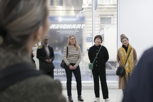Installation view, Transfer: Korean and British Abstract Painting and the Digital Document (2023) at Korean Cultural Centre UK. Courtesy the...