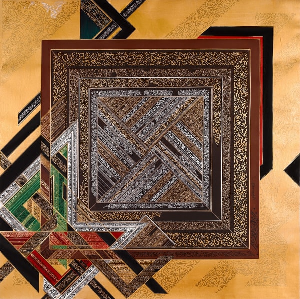 Midoun, 2002/07 Indian ink and acrylic on linen canvas 150 x 150 cm