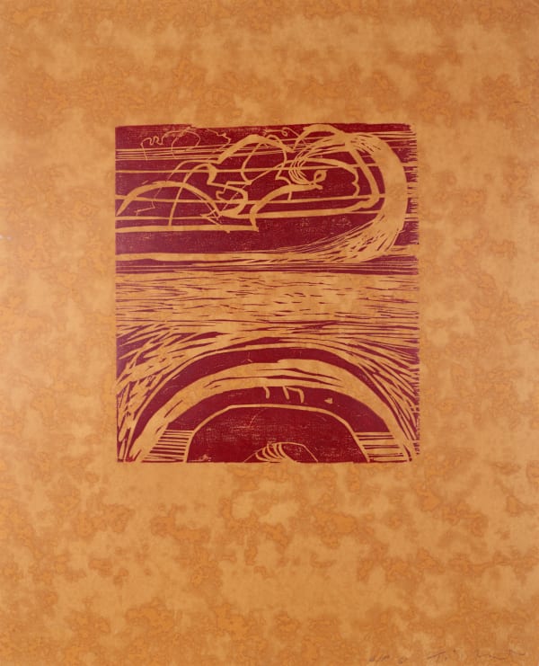 William Tillyer Landscape and Cloud, 1961 Signed in pencil lower right (recto) Woodcut on parchment Paper size: 51 x 41 cms (20 x 16 1/8 ins) Image size: 25.5 x 32.5 cms (10 x 12 3/4 ins) EDITION Uneditioned PRINTER The Artist